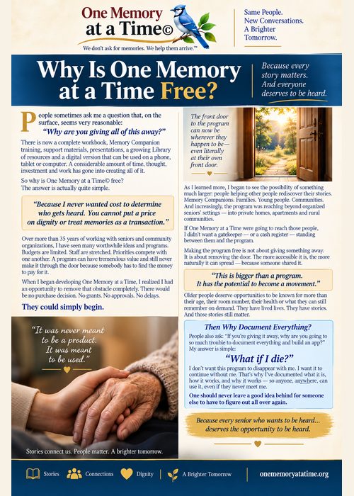 Why Is One Memory at a Time Free graphic